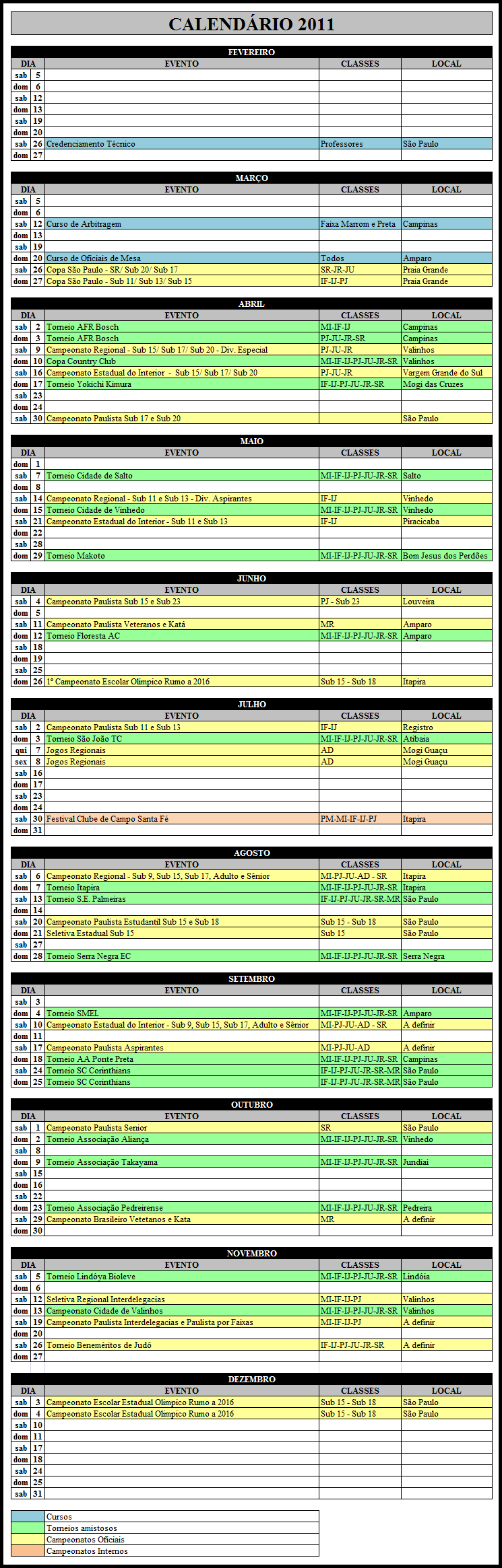 CALENDARIO 2011